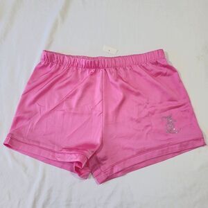 Juicy Couture Size Medium Pink Silky Sleep Shorts with Rhinestone Logo NWT